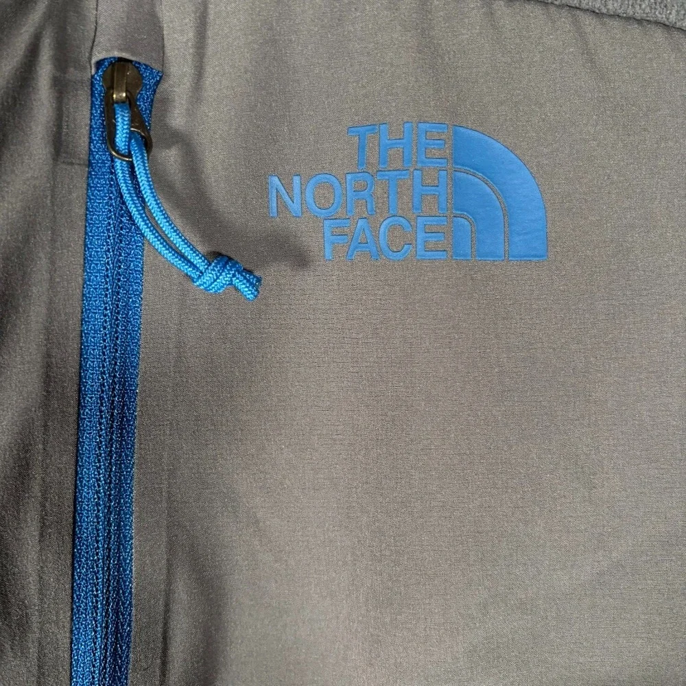 Grey North Face Zip Up Jacket Sz L With Blue Letters and Zippers Chimborazo READ